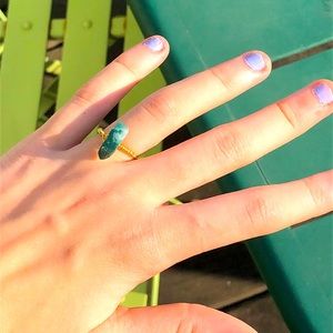 Green turquoise gold ring